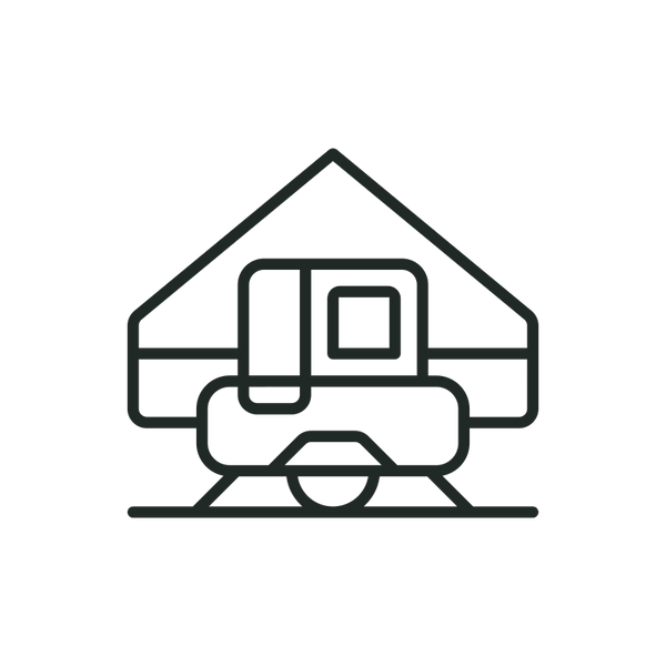 Strichzeichnung eines Anhängerzelts