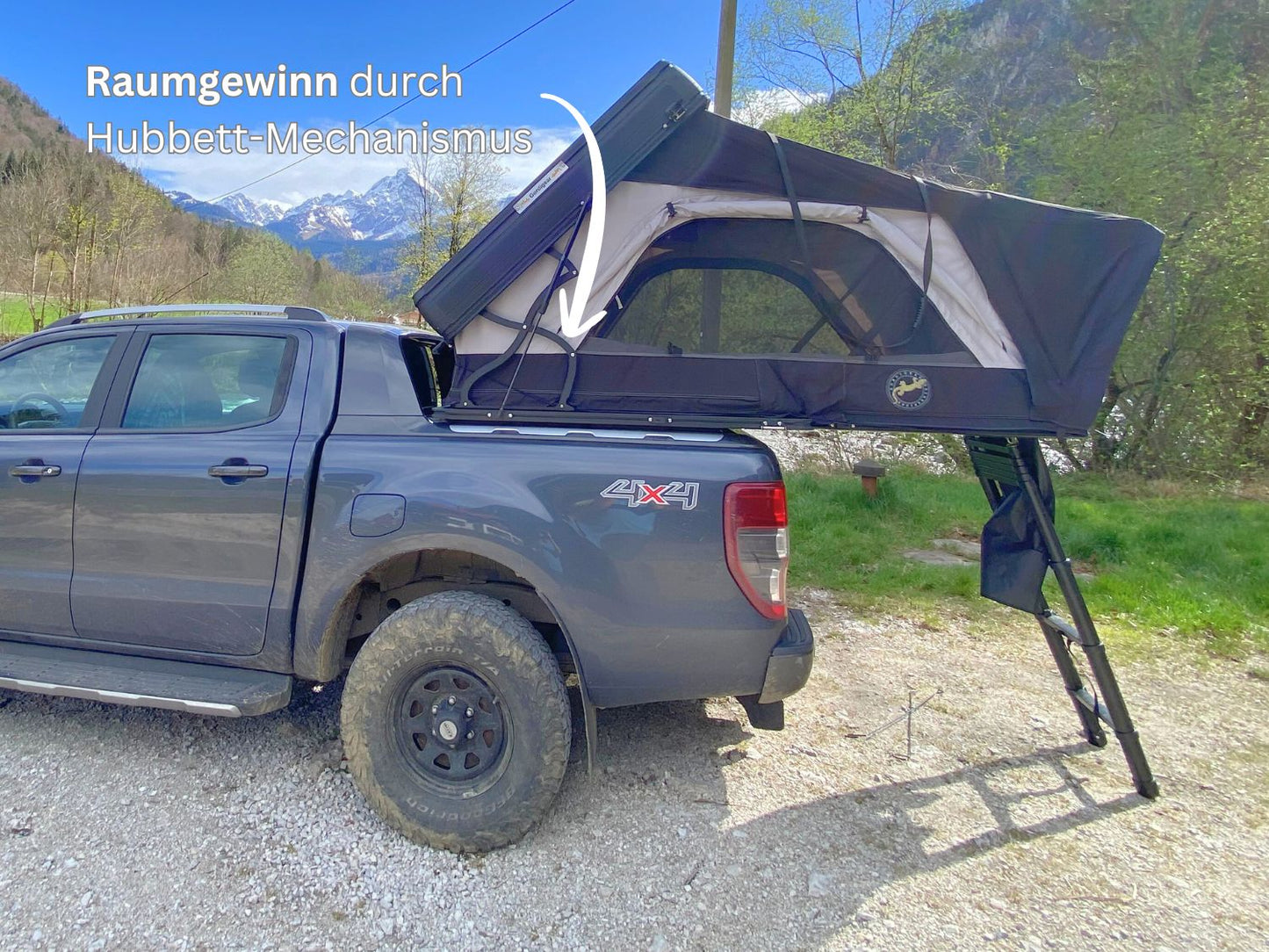 Hubbettmechanismus des Bonito Hybrid-Dachzeltes sorgt für mehr Kopffreiheit