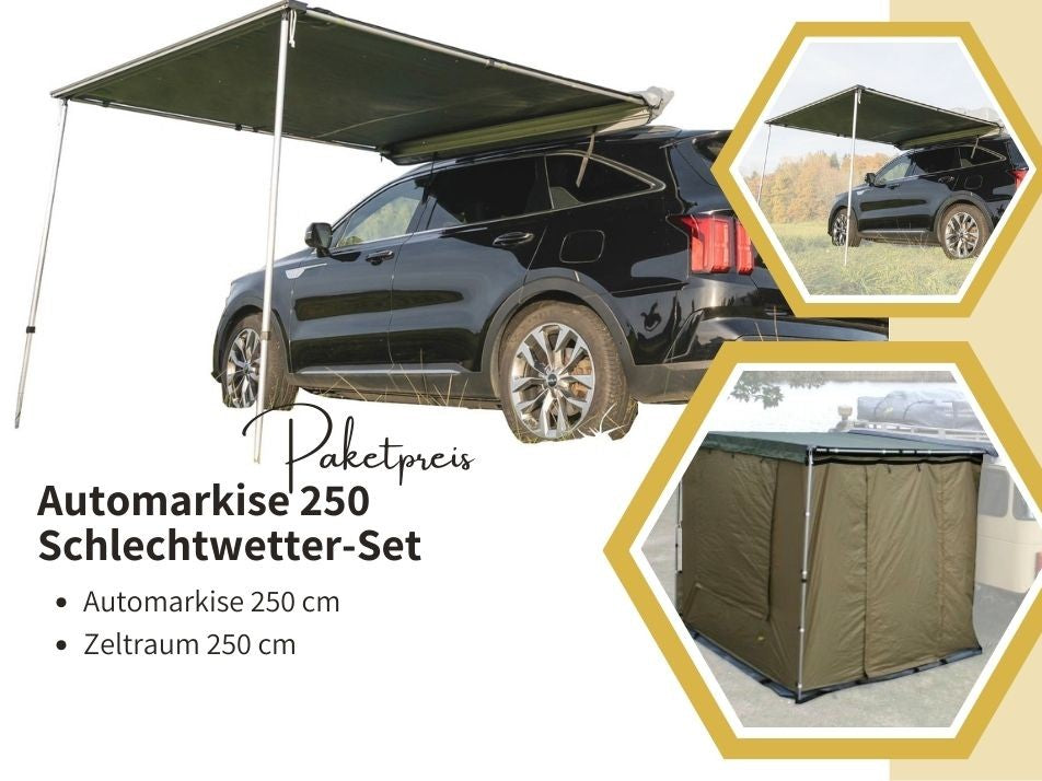 Paketbild mit Gumtree Automarkise 250 cm und Markisenzeltraum 250 cm