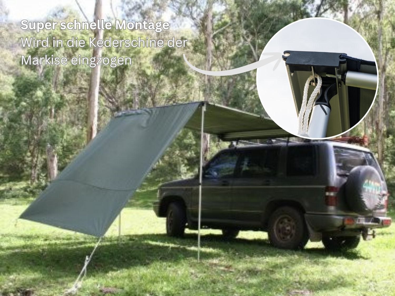 Kederschinen-System zum Anbringen der Markisen-Erweiterung