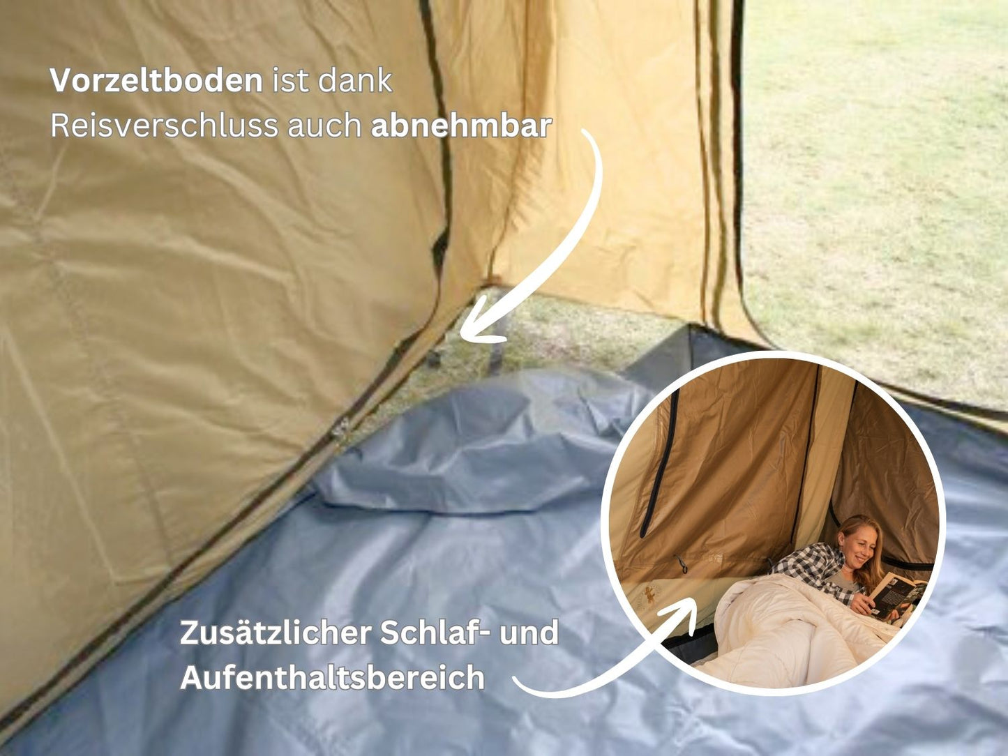 Markisenzeltraum kann als Schlafplatz genutzt werden