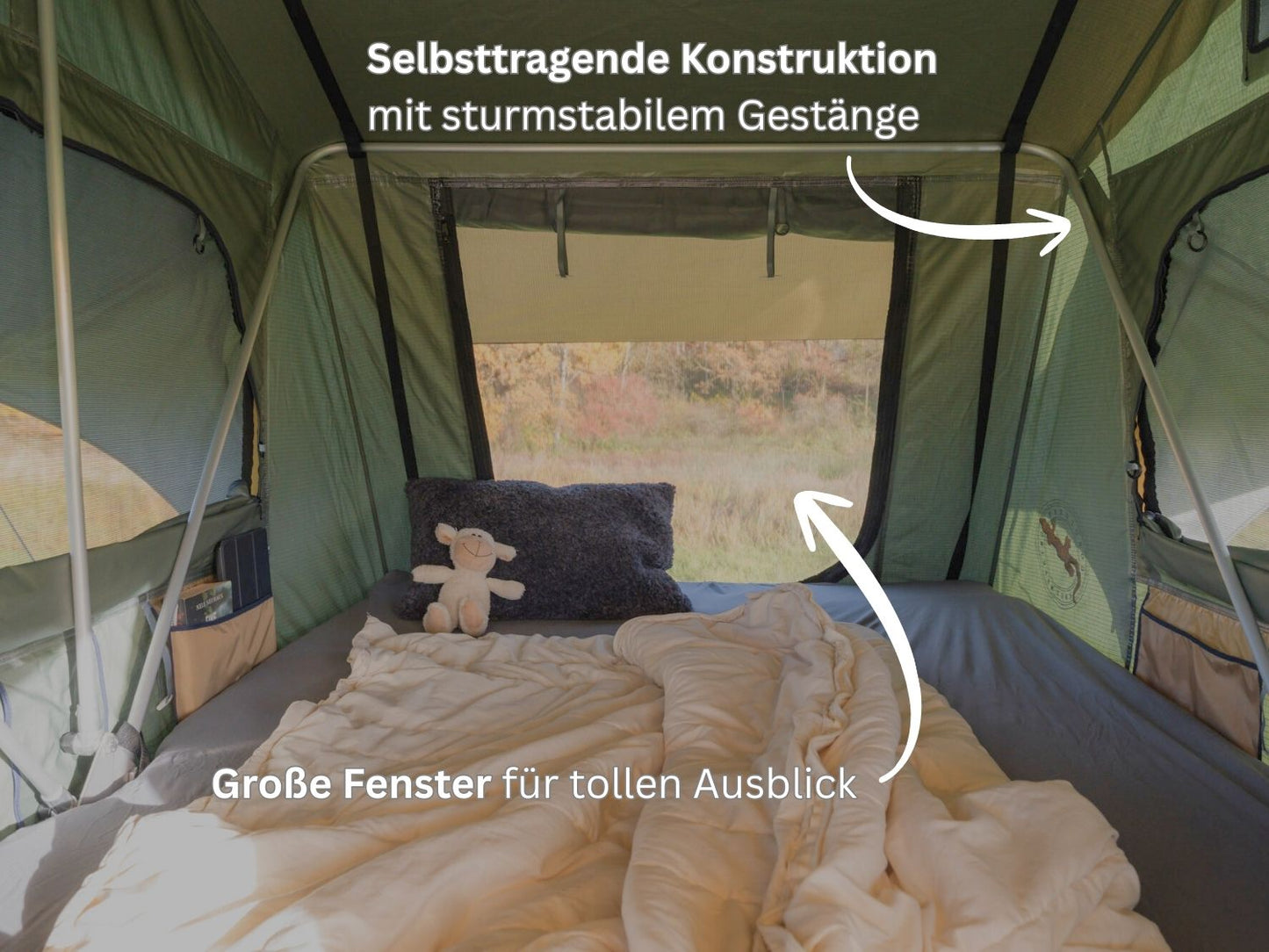 Innenansicht des gemütlichen Dachzelts Tanami Ultra Light