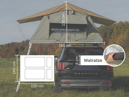 Tanami Light Überblick über die Maße (Außenmaße und Liegefläche)