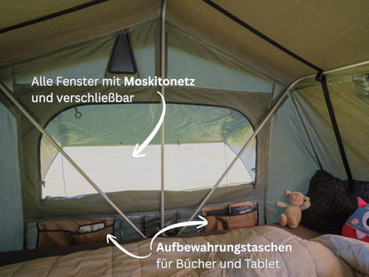 Innenansicht vom Dachzelt Tanami Plus