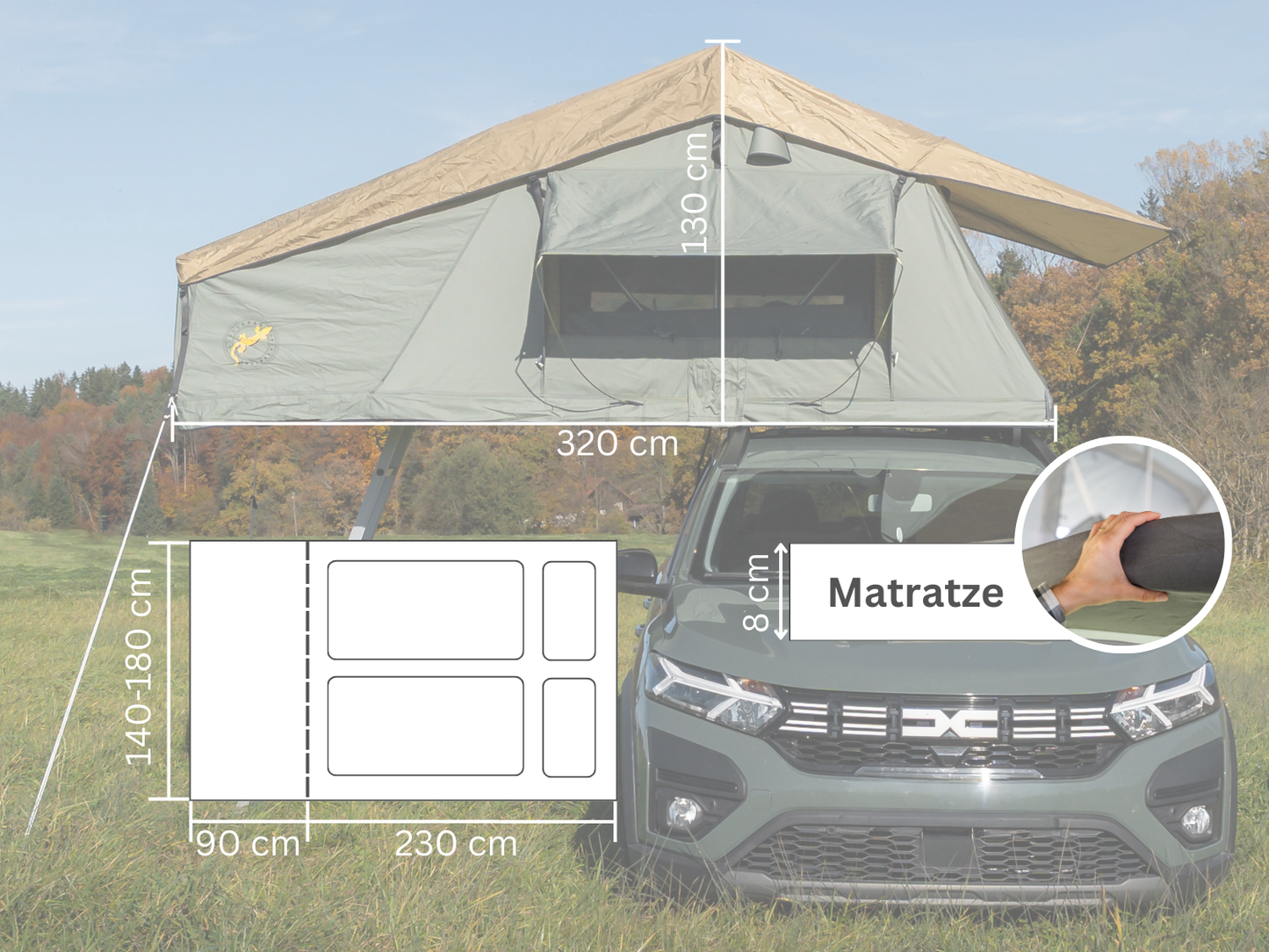 Tanami Plus Falt-Dachzelt (3 Größen)