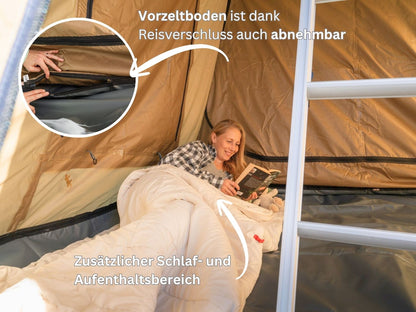 Erweiterter Schlafraum im Tanami Plus Vorzelt