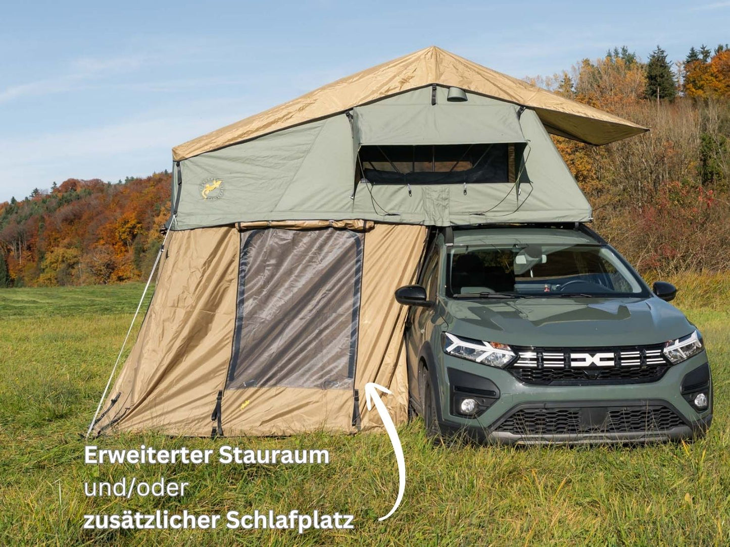 Erweiterter Stau-und Schlafraum durch das Vorzelt am Tanami Plus