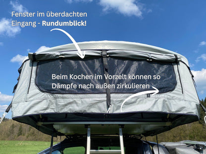 Fenster im überdachten Eingang des Tanami Pro Dachzeltes