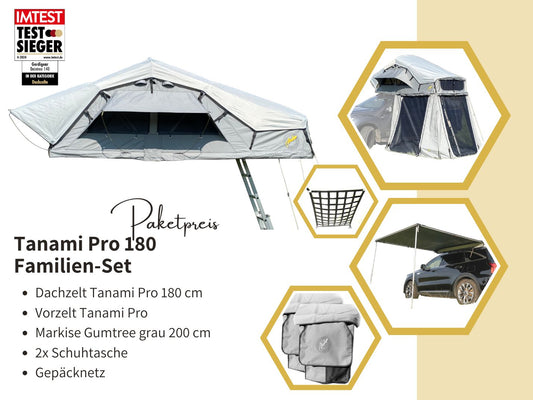 Tanami Pro 180 Familien Set mit Vorzelt, Markise, Schuhtaschen und Gepäcknetz