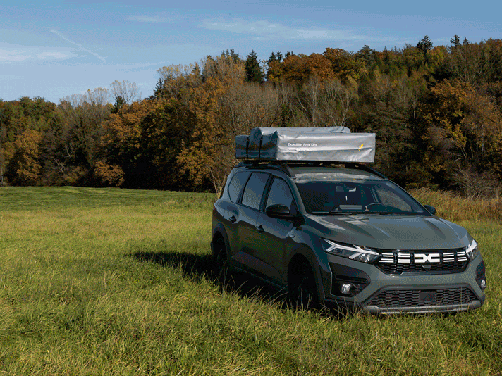 Gif vom Aufbau des Tanami Plus Dachzelts