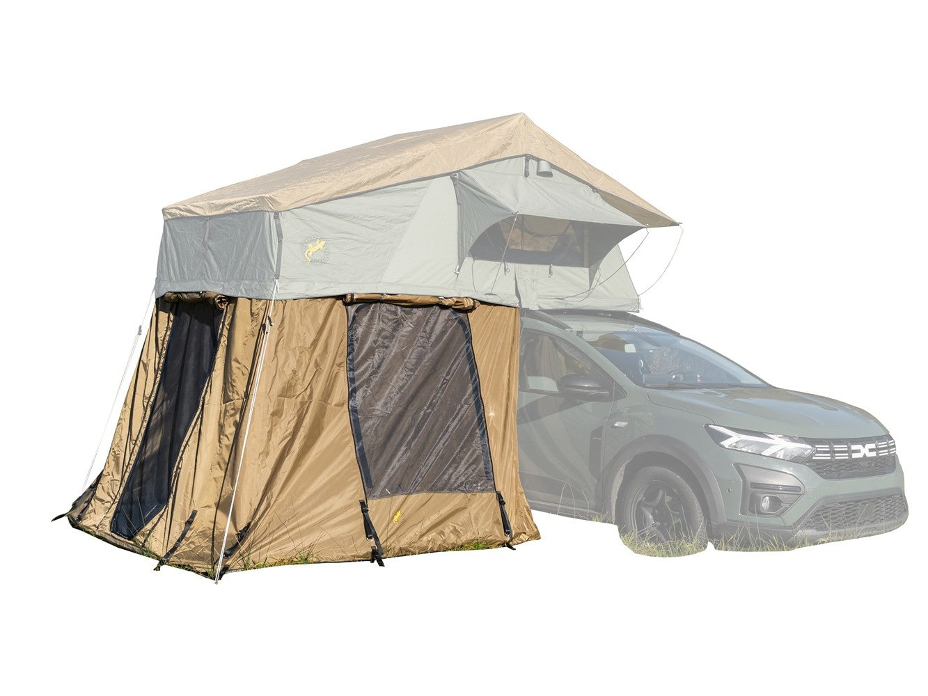 Tanami Plus mit Vorzelt auf Auto freigestellt