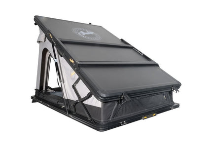 Mulloway Dachzelt freigestellt, Rückansicht mit Hubbettmechanismus